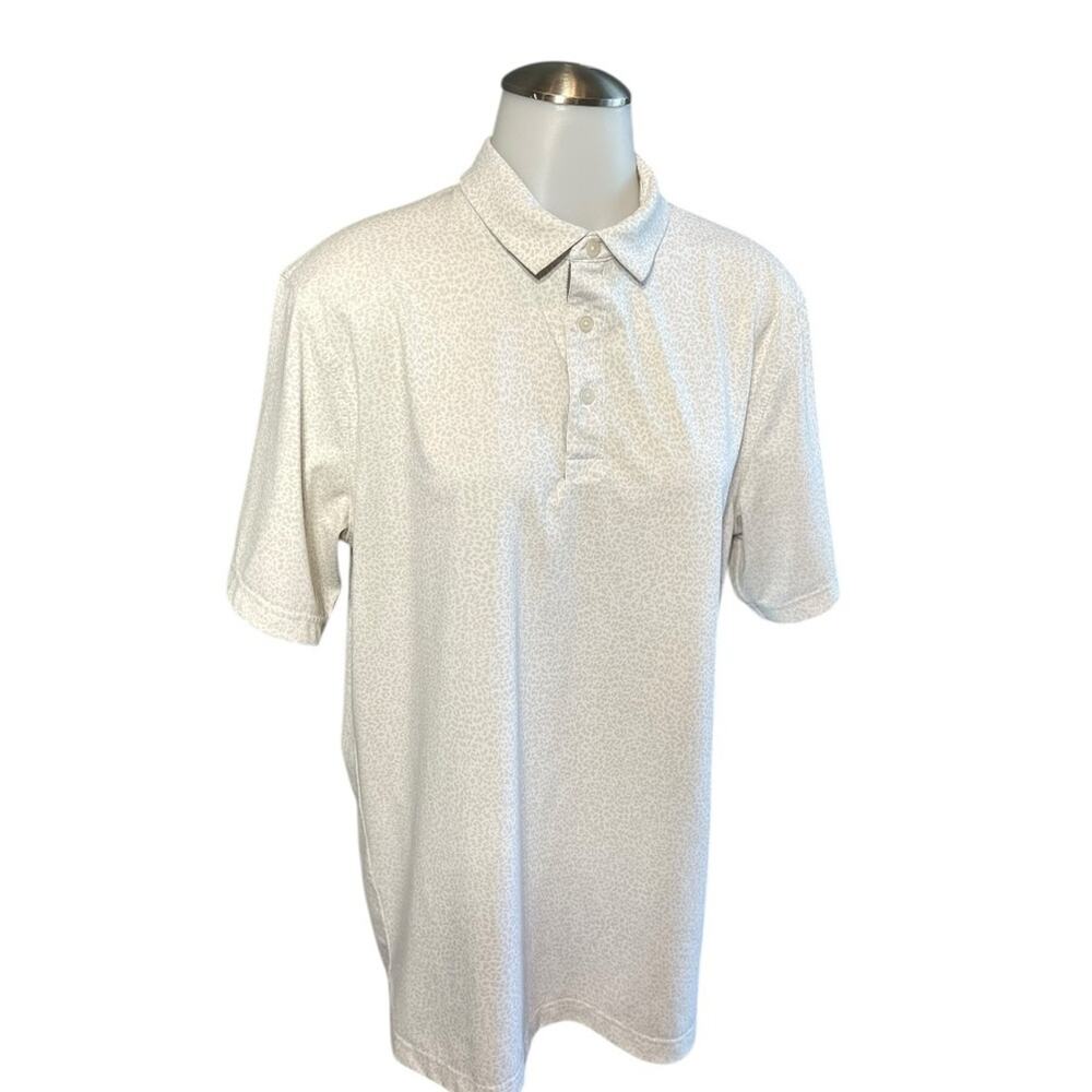 Small EUC Nike Golf Player Micro Print White Gray Polo Shirt Men’s Size